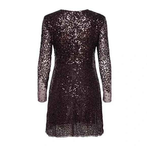 French Connection NWT Emille Sparkle Sequin Sheath Dress Bronze Brown, Size 0 - Picture 4 of 13